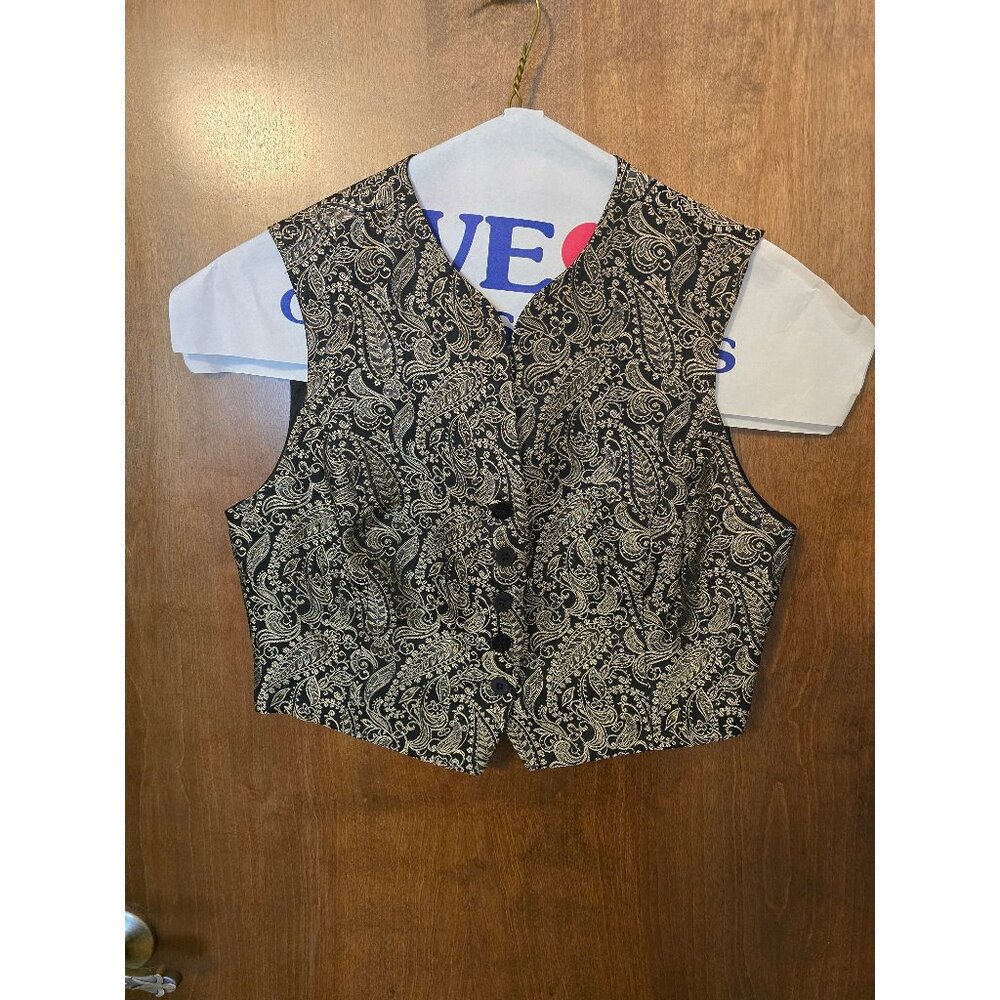 Black Paisley Button-Front Women's Vest